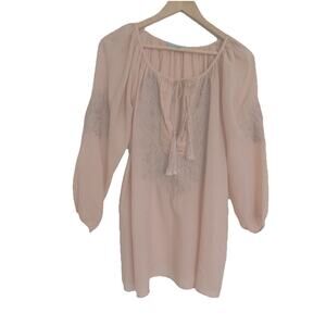 Melissa Odabash embroidered blouse tunic boho top One Size